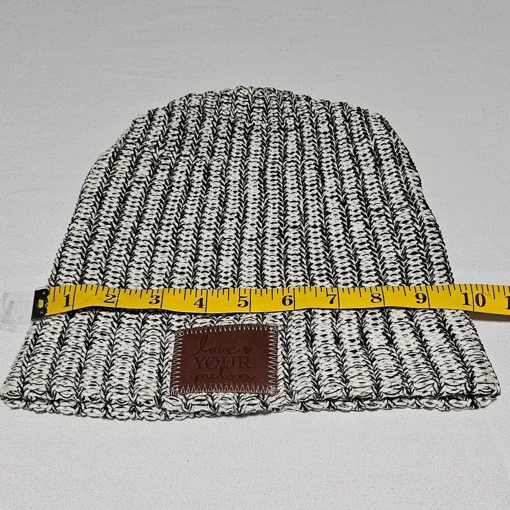 LOVE YOUR MELON BLACK & WHITE KNIT BEANIE 100% COTTON ONE SIZE –  CHARITY BRAND